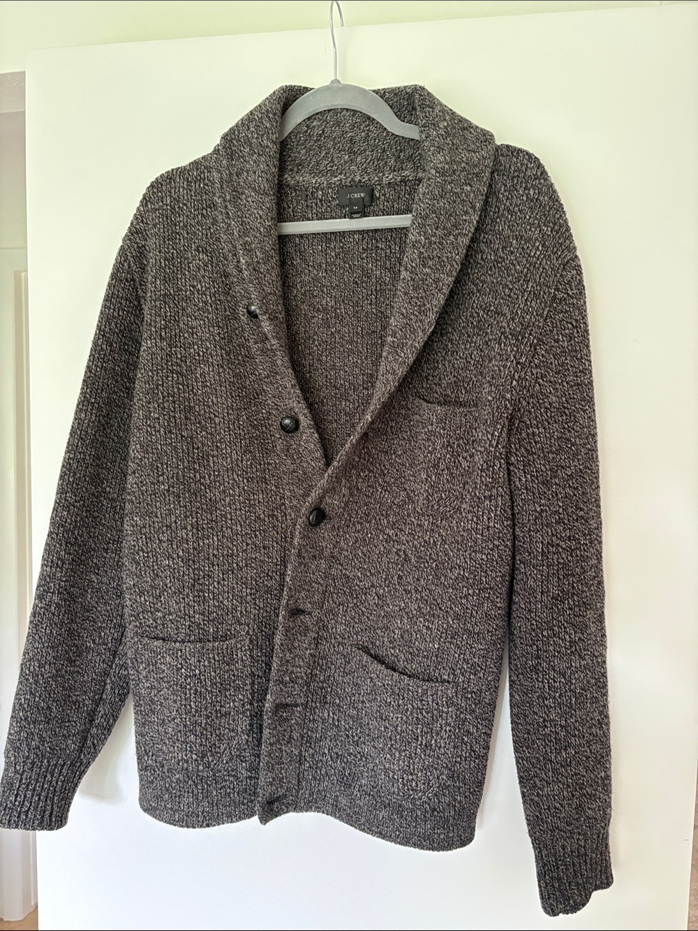 J. Crew Men's Shawl Collar Cardigan Sweater - Charcoal Gray